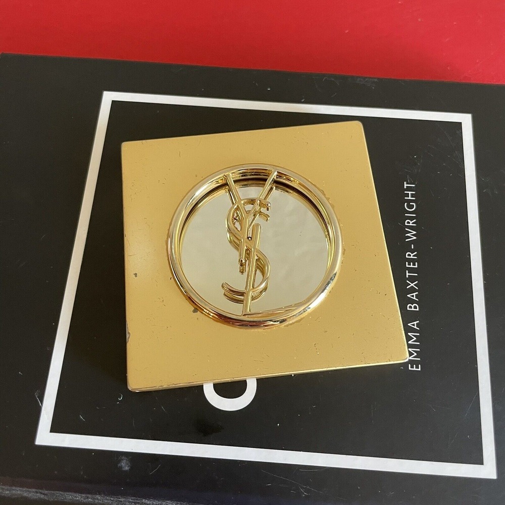 YVES SAINT LAURENT YSL VINTAGE GOLD PURSE MIRROR Metal‎ 1980's Compact